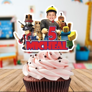 Personalized Roblox Cake Toppers - Custom Birthday Party Decorations - Printable Digital Cupcake Toppers - Kids Roblox Party Supplies
