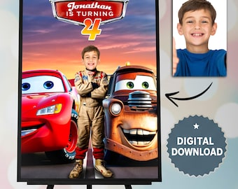 Custom Cars McQueen Welcome Poster, Kids Birthday Welcome Sign, Digital Download