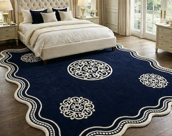 Modern Black Geometric Area Rug, Abstract Line Art Carpet, Contemporary Bedroom Rug, Minimalist Living Room Decor, Luxury Modern Floor Rug