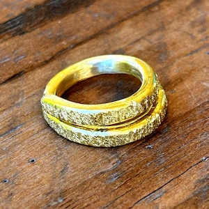 Gold Wrap Ring Adjustable Band Brass Jewelry Artisan Design Statement Piece Unique Gift Men Accessory Boho Style Comfort Fit Quality