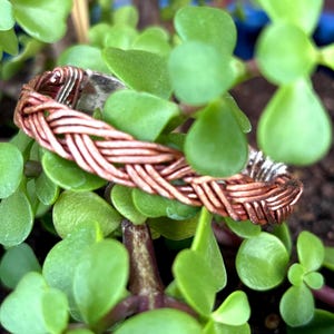 Handmade braided copper bracelet rustic woven cuff artisan copper jewelry unique hammered boho bangle adjustable rustic metal statement