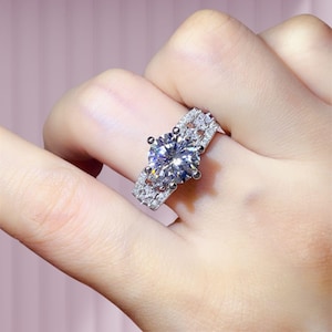 3 Carat 925 Sterling Silver Moissanite Ring | 3 Carat Moissanite Diamond Ring | Engagement Ring | Anniversary & Valentine Day Gift For Her