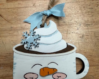 Snowman Mug Pop Out Ornament - fall/christmas