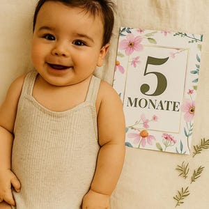 Carte mensuelle pour bébé, étapes importantes, garçon, 1 à 12 mois