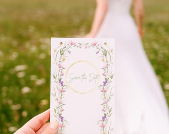 Digital wedding invitation, outdoor wedding, digital invitation, minimalist wedding video invitation, editable Canva template, boho