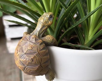 Maceta colgante de tortuga: figura de resina de animal, estatua colgante de tortuga, decoración para jardín e interior.