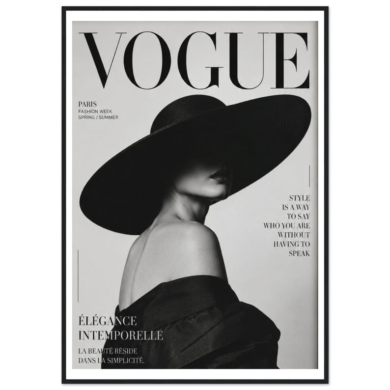 Modern Vogue Fashion Poster, Chic Wall Art, Framed Vogue Print, Trendy Fashion Decor, Minimalist Aesthetic, Gift for Fashion Lover image 2