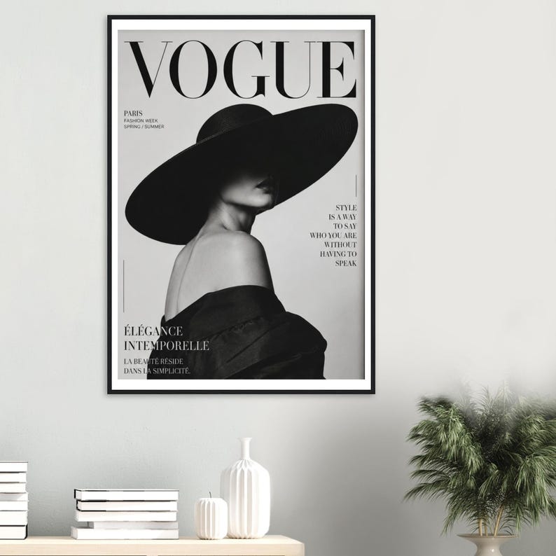 Modern Vogue Fashion Poster, Chic Wall Art, Framed Vogue Print, Trendy Fashion Decor, Minimalist Aesthetic, Gift for Fashion Lover image 3