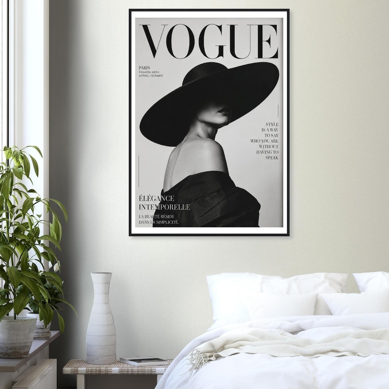 Modern Vogue Fashion Poster, Chic Wall Art, Framed Vogue Print, Trendy Fashion Decor, Minimalist Aesthetic, Gift for Fashion Lover image 4