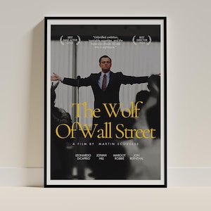 Póster de El Lobo de Wall Street: Impresión con cita de alta calidad, decoración de pared con arte cinematográfico, regalo para fans de Leonardo DiCaprio, póster de pared motivacional para la oficina