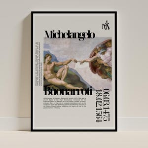 Michelangelo Poster – Renaissance Wall Art | Famous Artist Print | The Creation of Adam | Art History Decor Poster | Digital Download