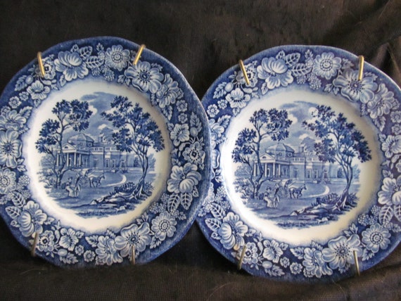 O3 Liberty Blue Mug Monticello Staffordshire Made In England Transferware Nice O3 Liberty Blue Mug Monticello Staffordshire Made In England Transferware Nice