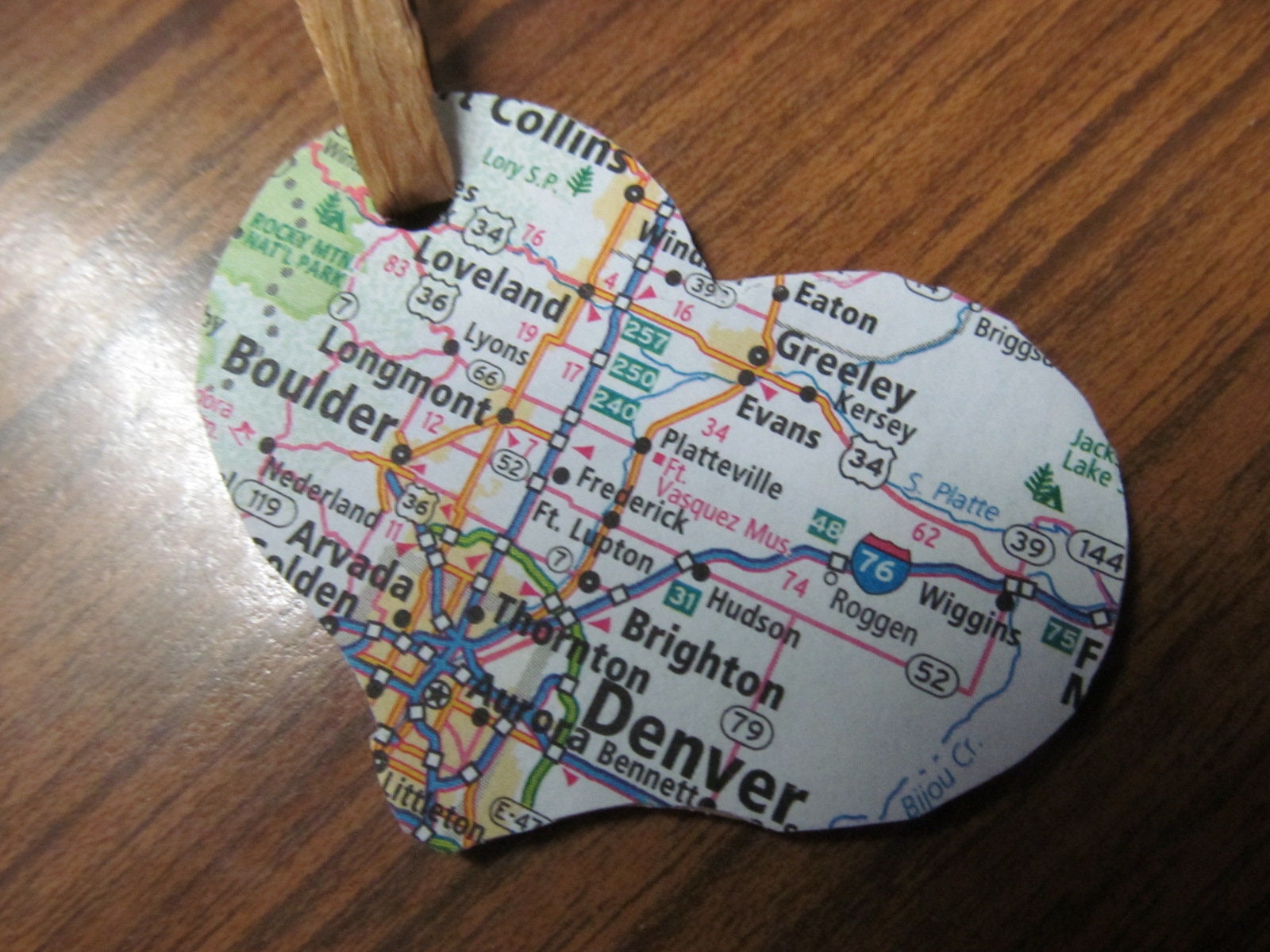 Denver Boulder Colorado Heart Ornament Atlas Upcycled Etsy
