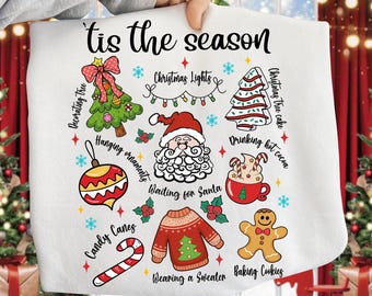 Retro Christmas Sublimation Design: 'Tis The Season PNG, Trendy Christmas Shirt png, Festive Holiday PNG (Digital Download)