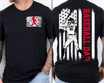 Custom Baseball dad PNG, Baseball Png, Baseball Daddy Png, Sports Dad Png, Baseball Dad Shirt Png, Retro USA Flag Baseball dad png