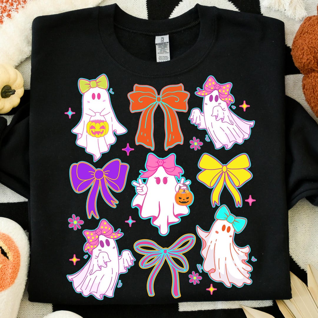 Preppy Halloween Bow Png, Cute Boo Ghost Coquette Png, Halloween Ghost ...
