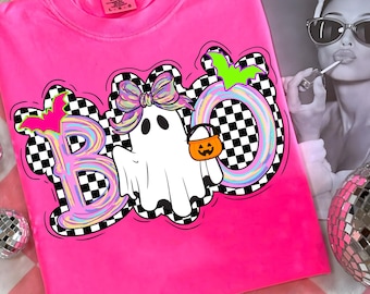 Halloween Ghost Bow Png, Halloween Png, Neon Halloween Png, Preppy Halloween Png, Halloween Boo Png, Neon Preppy Ghost, Spooky Season Png