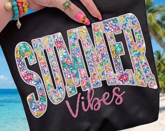 Summer Vibes png, strass bloemen sublimatie, sprankelende zomer digitaal, Summer Vibes png, shirt ontwerp strandvakantie