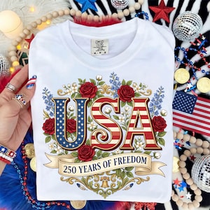 USA 250 år sublimering PNG, digital nedladdning av tvåhundraårsjubileumsblommor, patriotisk amerikansk flaggskjortadesign, 250, 250-årsjubileum png 2026