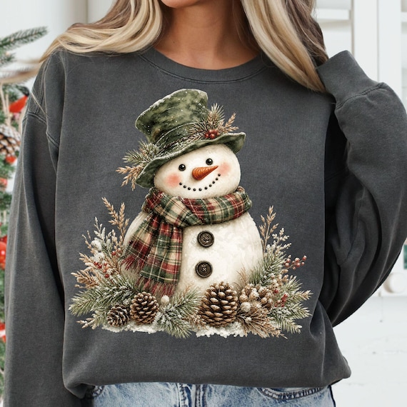 Watercolor Snowman Png, Vintage Christmas Snowman Sublimation, Farmhouse Plaid Snowman Shirt, Merry Christmas Png, Digital Download
