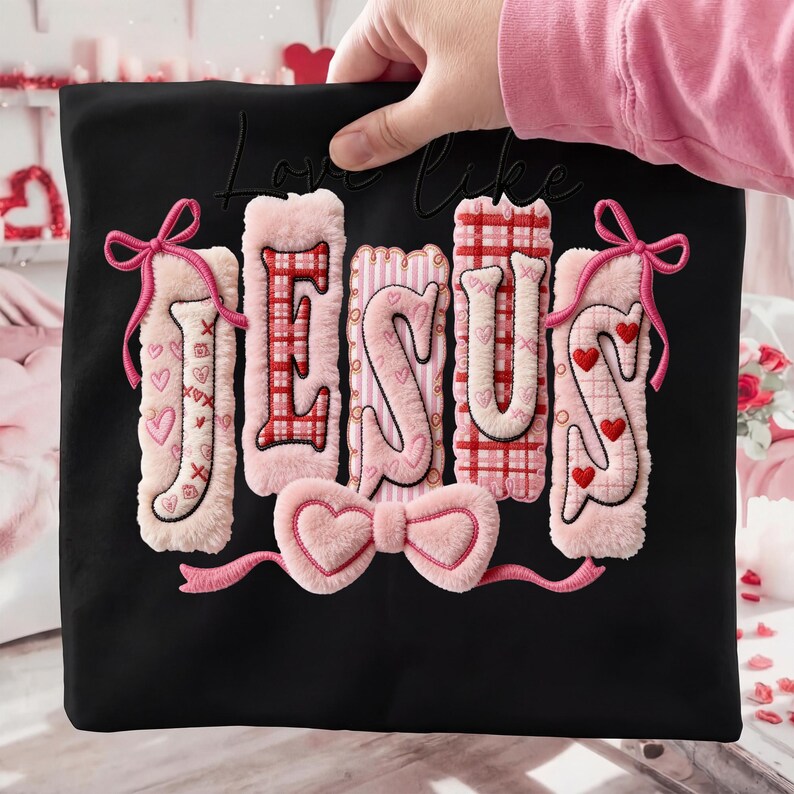 Christian Valentines Png, Love Like Jesus png, Faux Crochet Yarn PNG, Retro Valentine Valentines Day Png, Bible Verse Png, Yarn preppy Png image 4