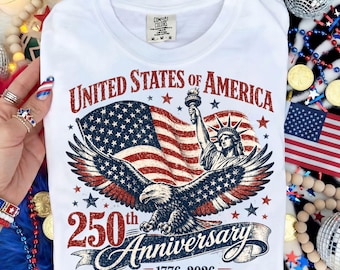 USA 250th Anniversary PNG, 1776 2026 Patriotic Shirt, Eagle Statue Of Liberty Flag, Semiquincentennial Design, Digital Download