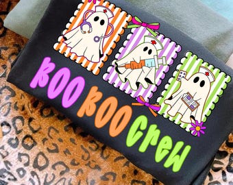 Boo Boo Crew Halloween-verpleegster png, grappige spookverpleegster png, Coquette Spooky verpleegkundige shirtontwerp, preppy verpleegster Halloween png ER verpleegkundige sublimatie