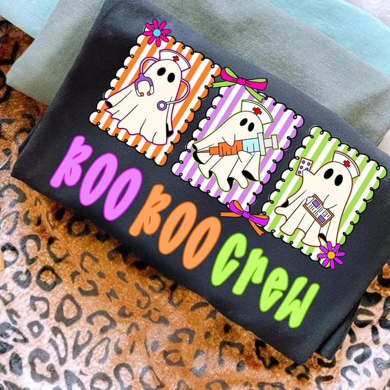 Boo Boo Crew Halloween Nurse Png, Funny Ghost Nurse Png, Coquette Spooky Nurse Shirt Design, Preppy Nurse Halloween Png ER Nurse Sublimation
