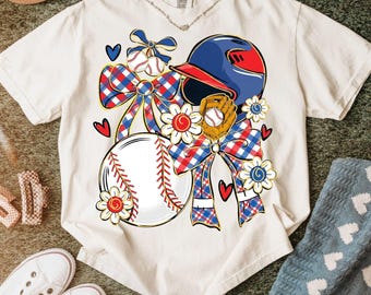 Coquette Baseball Png, Preppy Game Day Sublimation, Girly Sports Mama Shirt, Checkered Baseball Png, Brushstroke Softball Png, Sport Bow Png