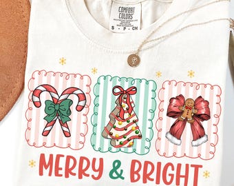 Girly Christmas png, vrolijk en helder png, preppy kerstboom png, coquette Christmas-sublimatie, vrolijk en helder kerstshirt png