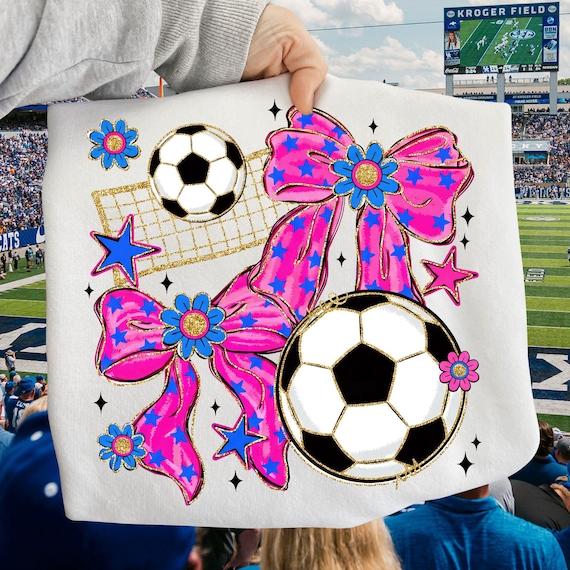 Preppy Soccer Bow Png, Pink Soccer Bow Png, Game Day, Retro Coquette Soccer Png Shirt Design, Soccer Mom Png, Soccer Mama Png, Sports Png