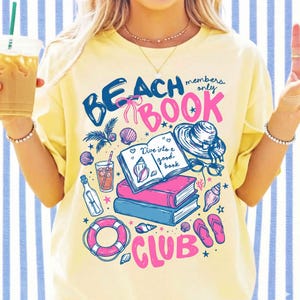 Beach Book Club png, zomerleesshirtontwerp, leesgrage Beach Vibes png, sublimatie boekenliefhebber, digitale download afbeelding 2