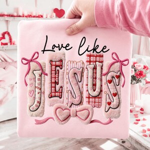 Christian Valentines Png, Love Like Jesus png, Faux Crochet Yarn PNG, Retro Valentine Valentines Day Png, Bible Verse Png, Yarn preppy Png image 2