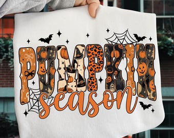 Pumpkin Season PNG, Retro Halloween PNG, Preppy Pumpkin Bow Png, Halloween Shirt Png, Trendy Fall Pumpkins, Spooky Season Png