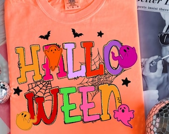 Preppy Halloween-spöke PNG, höstspöke PNG, kokett Halloween PNG, neonspöke PNG, spöke PNG, konstglitter, penseldrag PNG, handritad