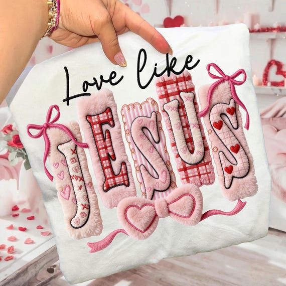Christian Valentines Png, Love Like Jesus png, Faux Crochet Yarn PNG, Retro Valentine Valentines Day Png, Bible Verse Png, Yarn preppy Png