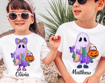 Fantasma de Halloween personalizado PNG, Temporada espeluznante retro PNG, Halloween para niño y niña PNG, Lazo de moda PNG, Calabaza fantasma de Halloween PNG Patchwork PNG