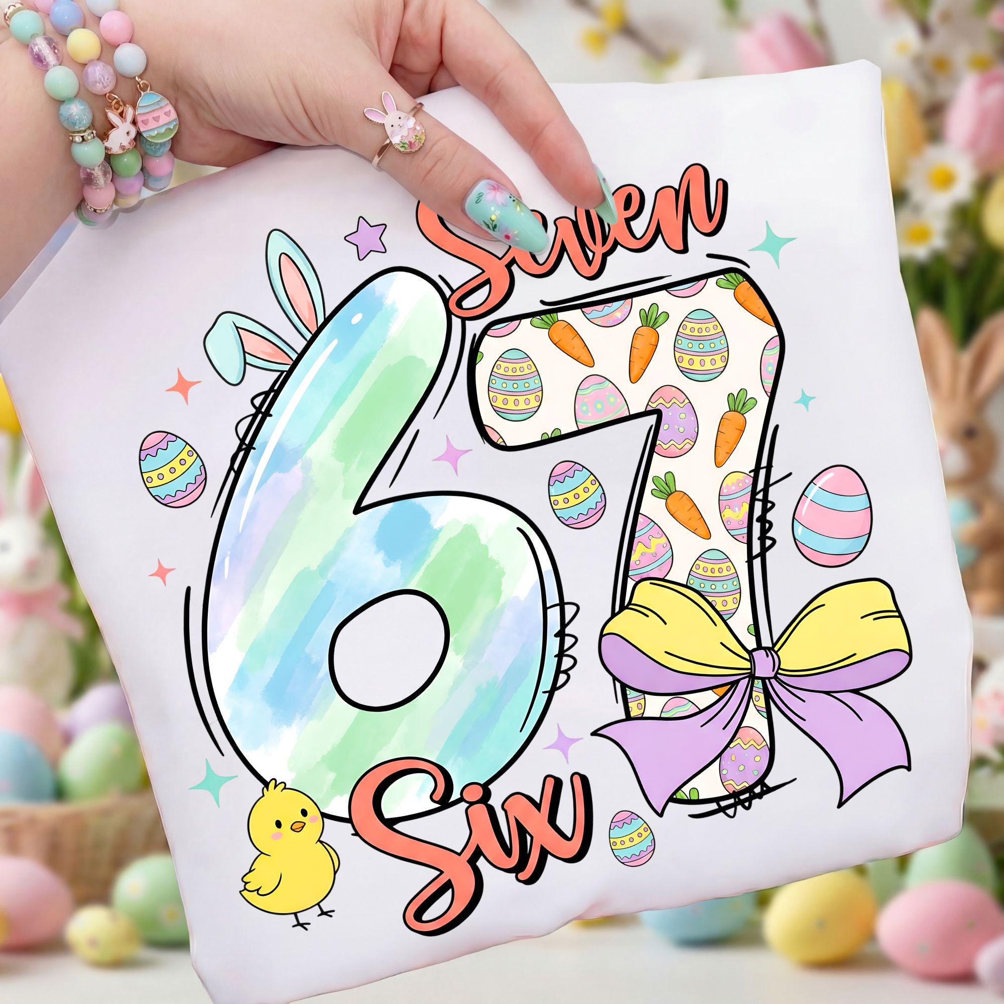 Funny Six Seven Easter Coquette Bow PNG, 67 Viral Internet Joke Digital ...