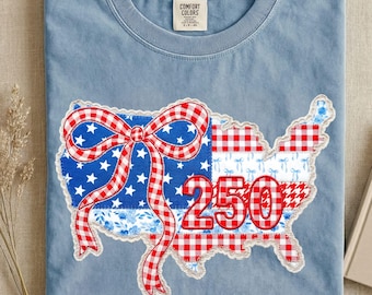 USA 250th Anniversary Png, 4th of July Sublimation Design, Preppy USA Map 250 PNG Digital Download, Gingham Stars Stripes Patchwork png