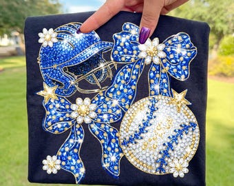 Baseball Coquette Rhinestone Png Game Day Baseball PNG Luxurious Crystal Mosaic Baseball Mom Shirt PNG Faux Sparkle Png Floral Baseball Bow