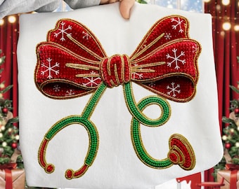 Christmas Stethoscope Nurse Png, Christmas Nurse Coquette PNG, latch hook yarn Nurse Christmas png, Nurse png, Preppy Nurse Life png