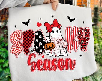 Spooky Ghost Boo png, girly luipaard Halloween-sublimatie, preppy Halloween Boo-spook, Halloween-shirt png, rood Halloween Boo-spookshirt
