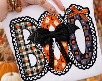 Boo Png, Koronkowa Kokarda Nietoperza Boo Png, Dynia Duch Halloween Png, Sublimacja Jesiennej Kokietki, Upiorne Klimaty Png, Upiorny Sezon Png
