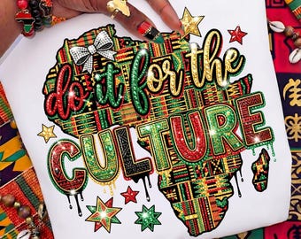 Rhinestone Do it for the culture png, Juneteenth png, Luxurious Crystal Mosaic black people png, Sparkle black history month png