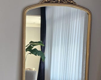 Vintage gouden sierlijke wandspiegel – antieke passpiegel in Franse stijl, 190 x 90 cm