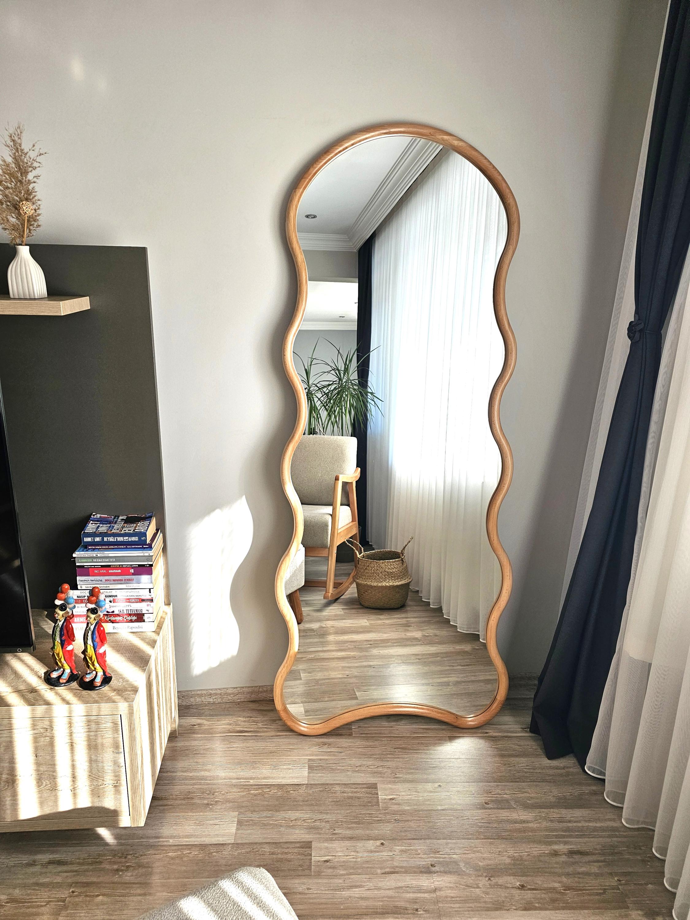 Cloud Shaped Full Length Mirror: Handmade Beech Wood Frame