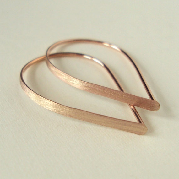 Flat Front Rose Gold Hoop Earrings Extra Small Brushed Etsy