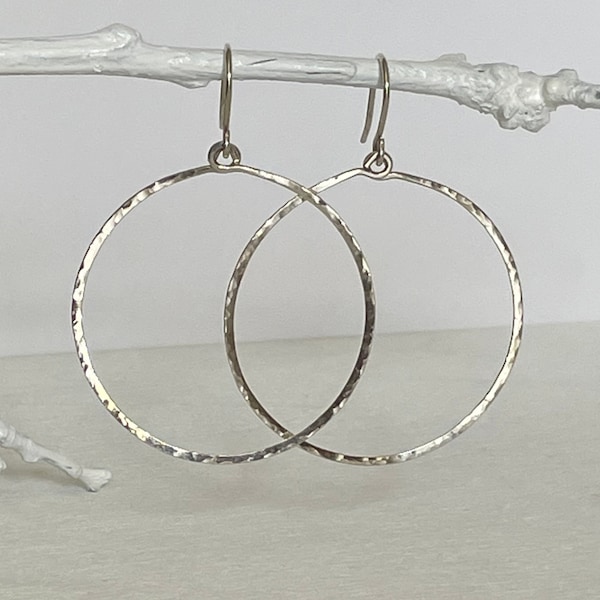 Large Hoop Dangle Silver Earrings Etsy