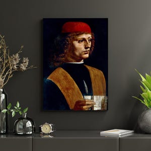 Portrait of a Musician Canvas Wall Art Decor, Leonardo da Vinci Inspired Renaissance Print, Elegant Home Decor, Gift for Him, Fine Art