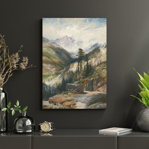 Forest Trees by the Lake Canvas, Vintage Autumn Landscape Poster, Serene Nature Scene Wall Art